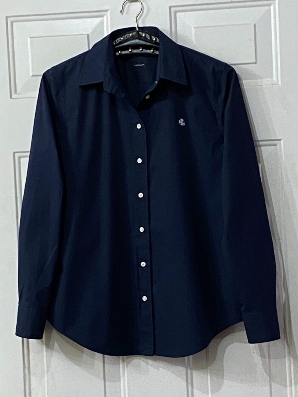 Lauren Ralph Lauren Black Label Sz S Womens Black Shirt Button Up Long Sleeve